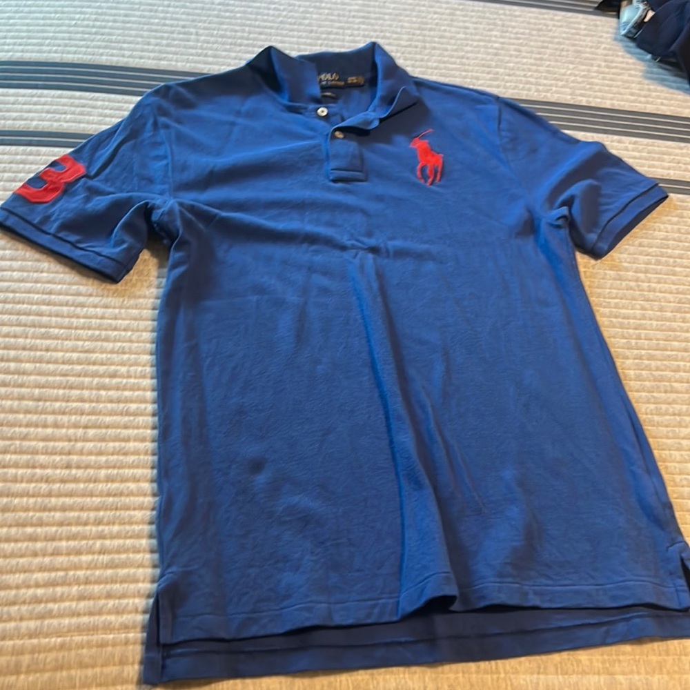 blue and red polo shirt kid